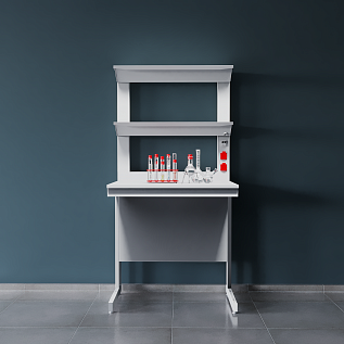 Стол лабораторный с двумя полками ЛК-900 СП (столешница – Нерж. сталь)